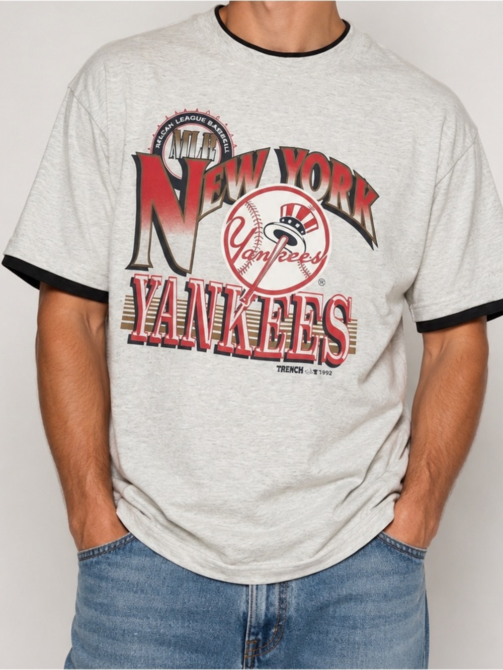 Vintage 1992 New York Yankees T-Shirt by Trench – Made in USA, Size Large NWOT